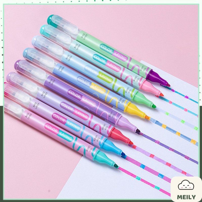 Set bút dạ quang hiệu ứng nhiều lớp không lem màu B126
