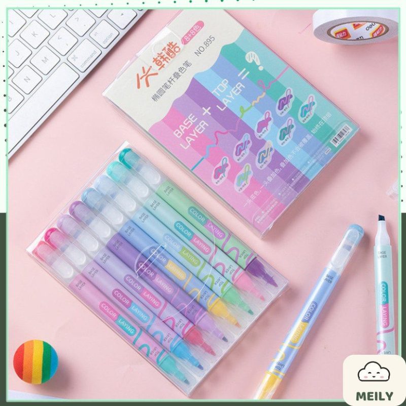 Set bút dạ quang hiệu ứng nhiều lớp không lem màu B126