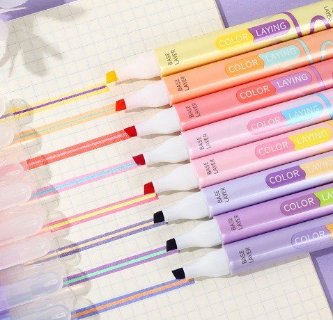 Set bút dạ quang hiệu ứng nhiều lớp không lem màu B126 - màu sáng