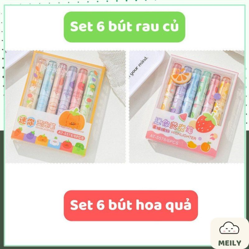 Set bút highlight hoa quả, rau củ dễ thương HI17