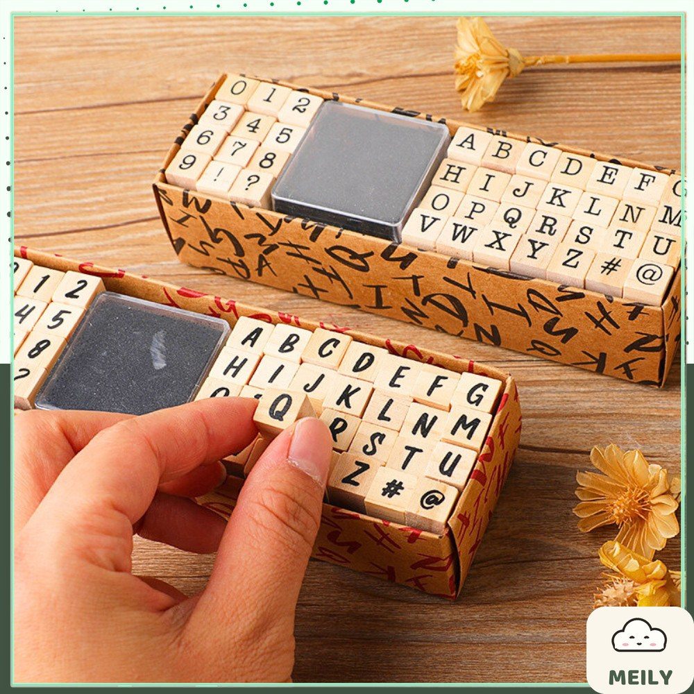 Set con dấu gỗ chữ cái và số K12