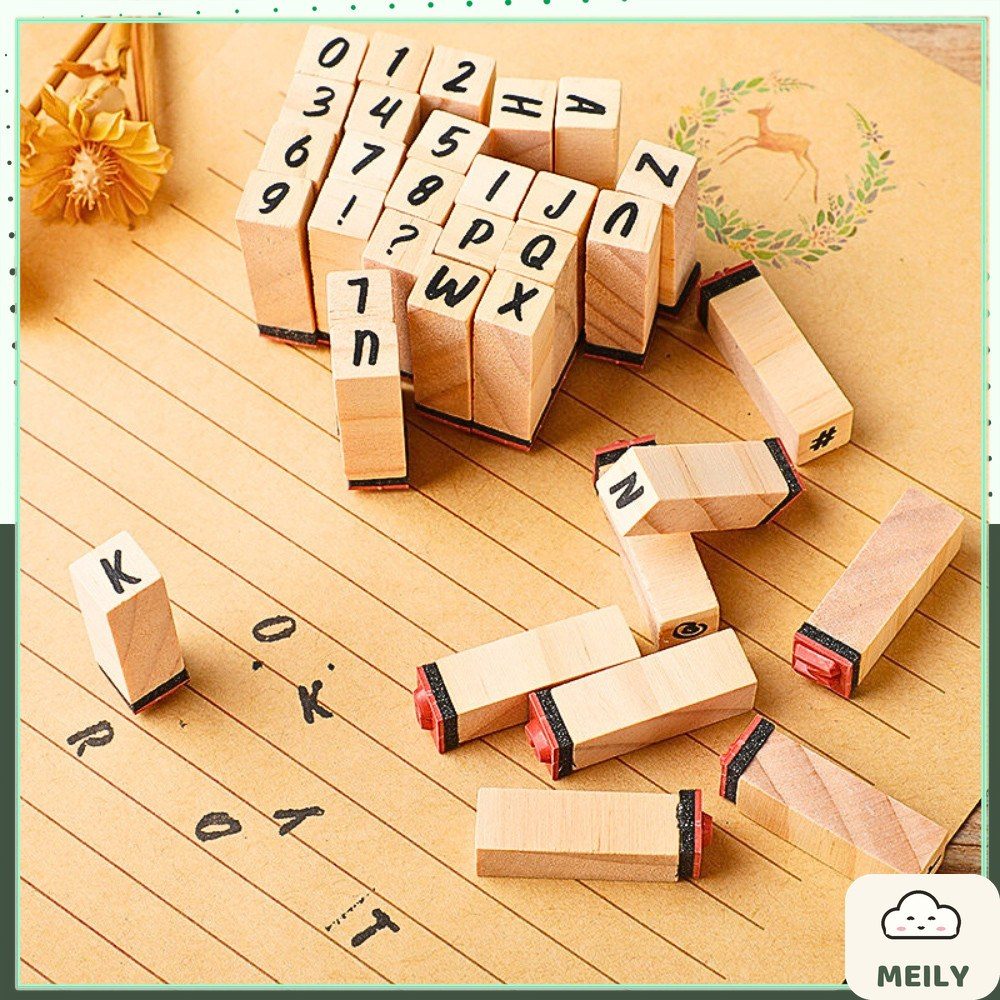 Set con dấu gỗ chữ cái và số K12