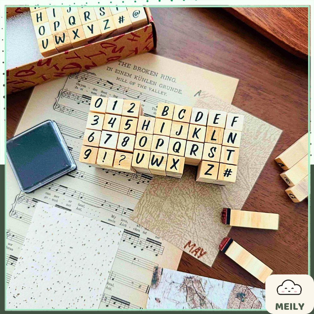 Set con dấu gỗ chữ cái và số K12