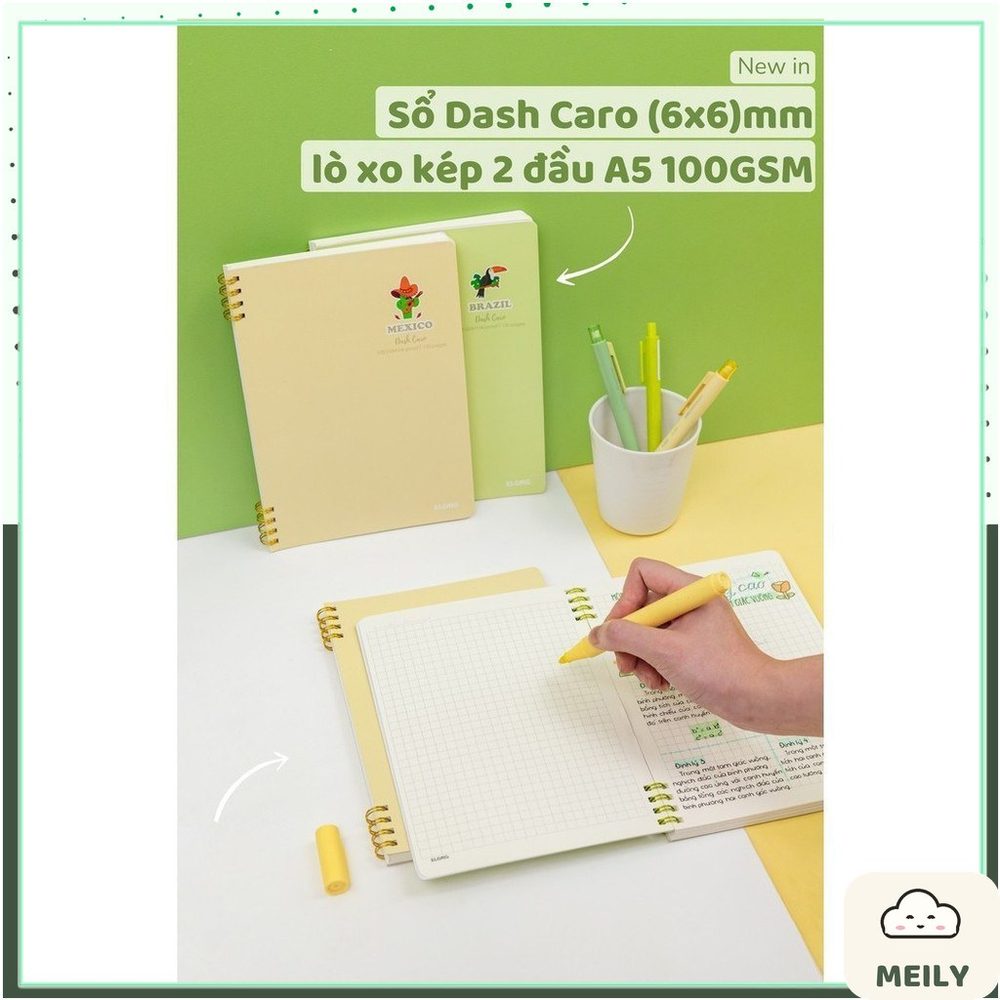 Sổ A5 Lò Xo Kép 2 đầu Dash Caro mm KLONG 120 Trang MS 500