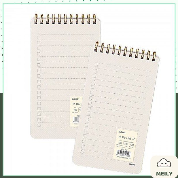 Sổ B6 lò xo kép bìa nhựa 2 mặt To Do List 120 trang Klong MS 955