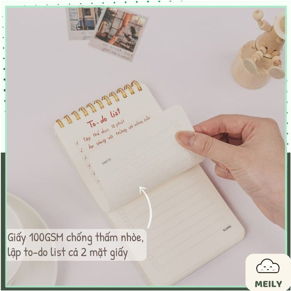Sổ B6 lò xo kép bìa nhựa 2 mặt To Do List 120 trang Klong MS 955