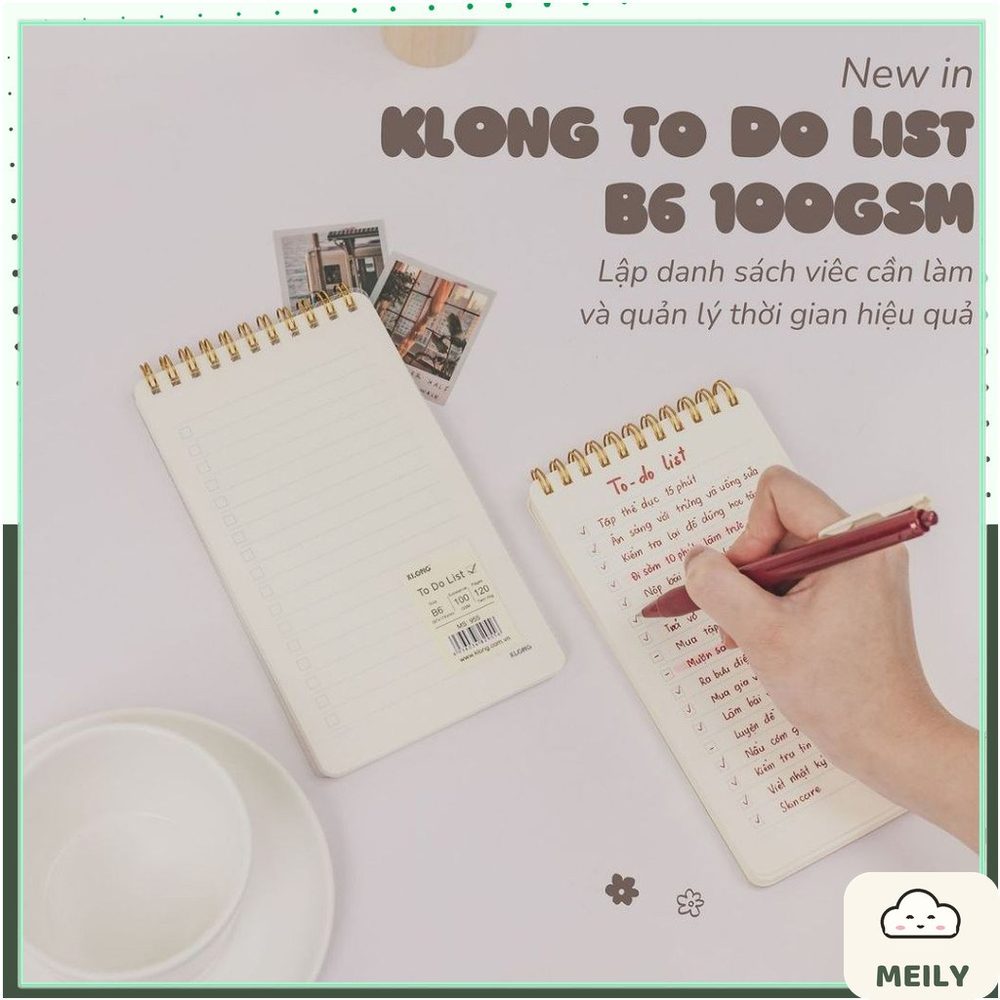 Sổ B6 lò xo kép bìa nhựa 2 mặt To Do List 120 trang Klong MS 955