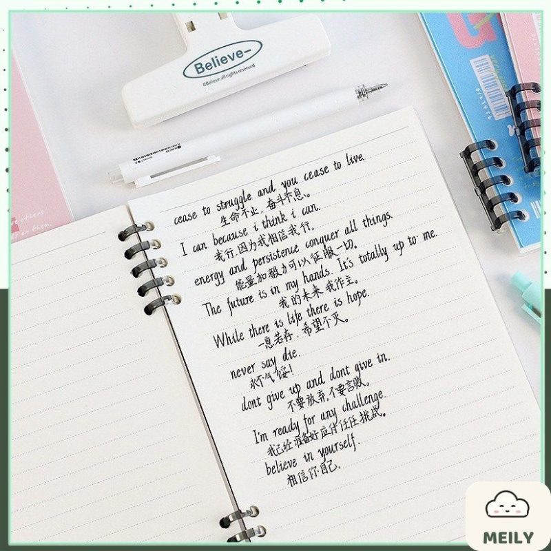 Sổ còng 2 đầu B5 120 trang kẻ nét đứt bìa Never give up S24