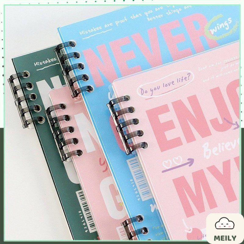 Sổ còng 2 đầu B5 120 trang kẻ nét đứt bìa Never give up S24
