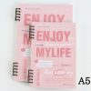 Sổ còng 2 đầu A5 bìa trong suốt Never give up S24 - Hồng Enjoy
