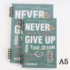 Sổ còng 2 đầu A5 bìa trong suốt Never give up S24 - Xanh lá