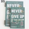 Sổ còng 2 đầu B5 bìa trong suốt Never give up S24 - Xanh lá
