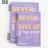 Sổ còng 2 đầu B5 bìa trong suốt Never give up S24 - Tím