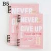 Sổ còng 2 đầu B5 bìa trong suốt Never give up S24 - Hồng Never giver up