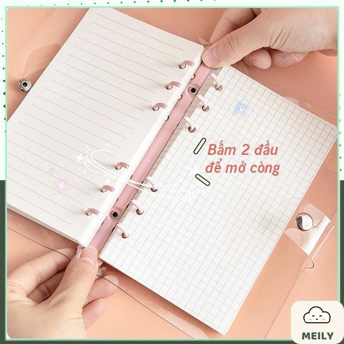 Sổ còng bìa nhựa mềm dẻo A6 Moka 100 tờ mix caro + kẻ ngang S31