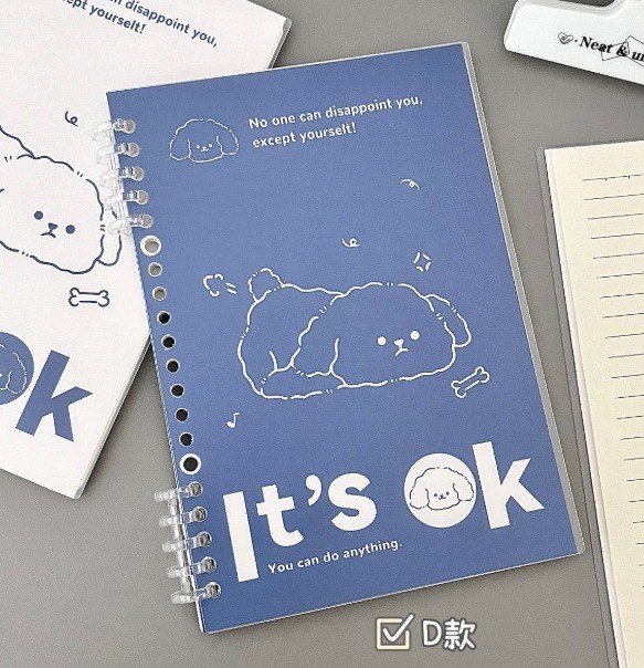 Sổ còng in hình cún con dễ thương cute A5 kẻ ngang 100 trang Puppy S59 - xanh It's OK