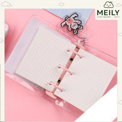 Sổ còng mini 3 chấu Pastel bìa nhựa dẻo trong suốt 6x8cm