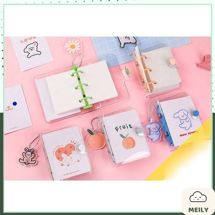 Sổ còng mini 3 chấu Pastel bìa nhựa dẻo trong suốt 6x8cm