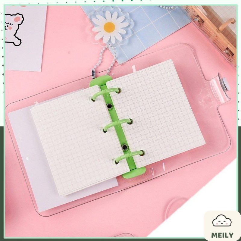 Sổ còng mini 3 chấu Pastel bìa nhựa dẻo trong suốt 6x8cm