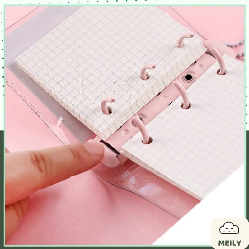 Sổ còng mini 3 chấu Pastel bìa nhựa dẻo trong suốt 6x8cm