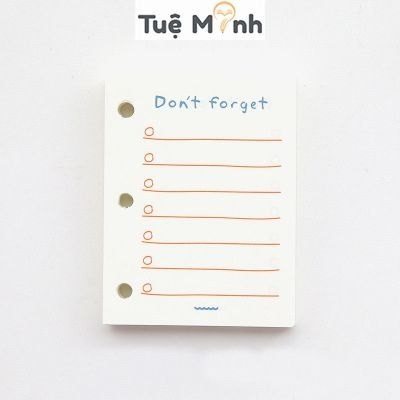 Sổ còng mini 3 chấu Pastel bìa nhựa dẻo trong suốt 6x8cm - Don't forget