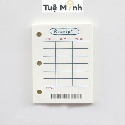 Sổ còng mini 3 chấu Pastel bìa nhựa dẻo trong suốt 6x8cm - Receipt