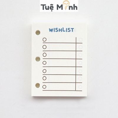 Sổ còng mini 3 chấu Pastel bìa nhựa dẻo trong suốt 6x8cm - Wishlist