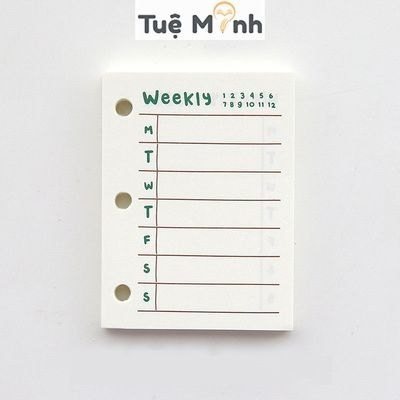 Sổ còng mini 3 chấu Pastel bìa nhựa dẻo trong suốt 6x8cm - Weekly