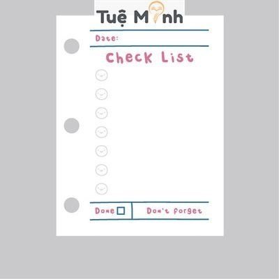Sổ còng mini 3 chấu Pastel bìa nhựa dẻo trong suốt 6x8cm - Check list