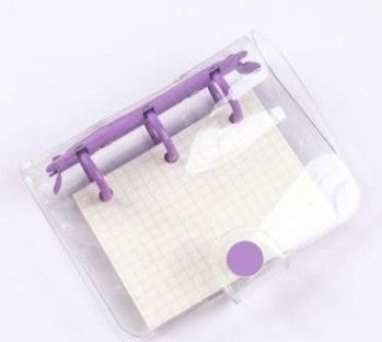 Sổ còng mini 3 chấu Pastel bìa nhựa dẻo trong suốt 6x8cm - Tím