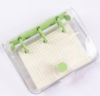 Sổ còng mini 3 chấu Pastel bìa nhựa dẻo trong suốt 6x8cm - Xanh lá