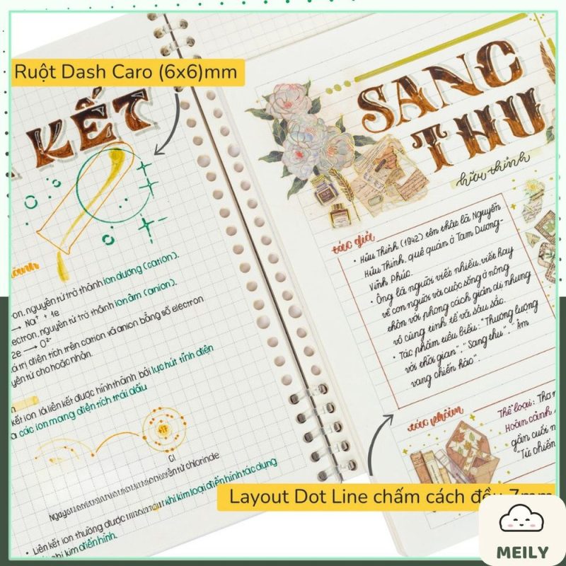 Sổ còng nhựa 2 đầu kẻ ngang chấm 120 trang 100gsm Klong MS 810 B5