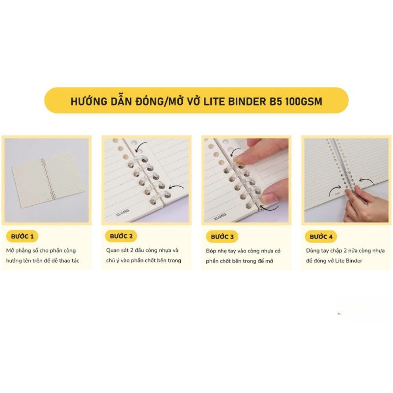 Sổ còng nhựa 2 đầu kẻ ngang chấm 120 trang 100gsm Klong MS 810 B5
