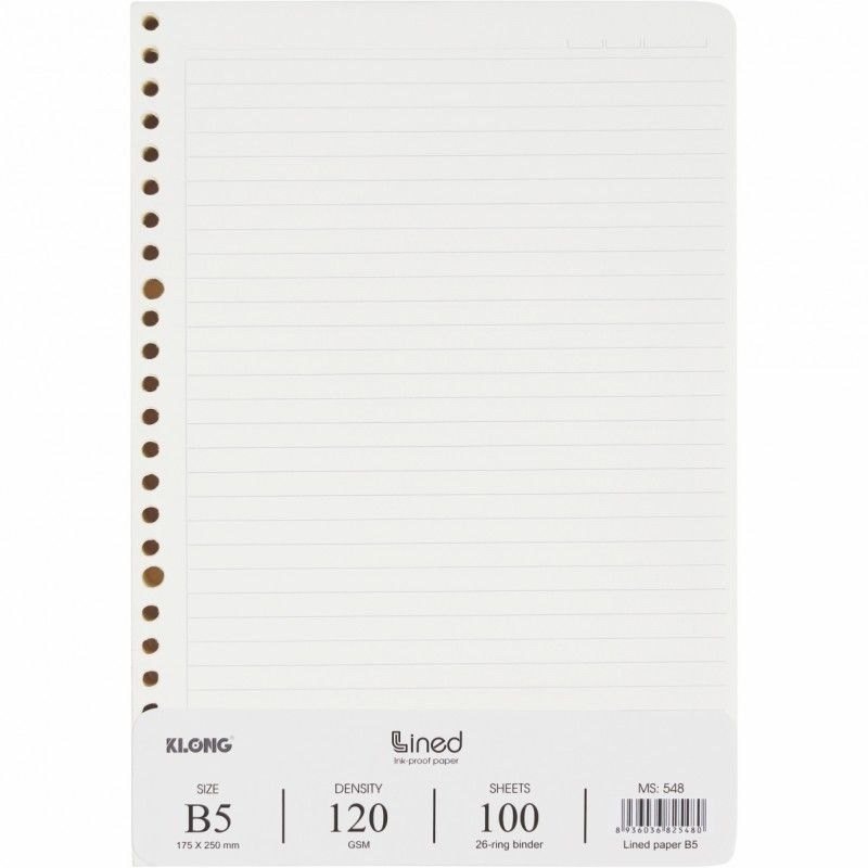 Sổ còng nhựa 2 đầu kẻ ngang chấm 120 trang 100gsm Klong MS 810 B5 - 100 tờ 120gms; MS548