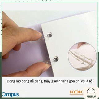 Sổ còng nhựa 4 lỗ Campus Kusumi A5/B5 10 tờ kẻ ngang chấm