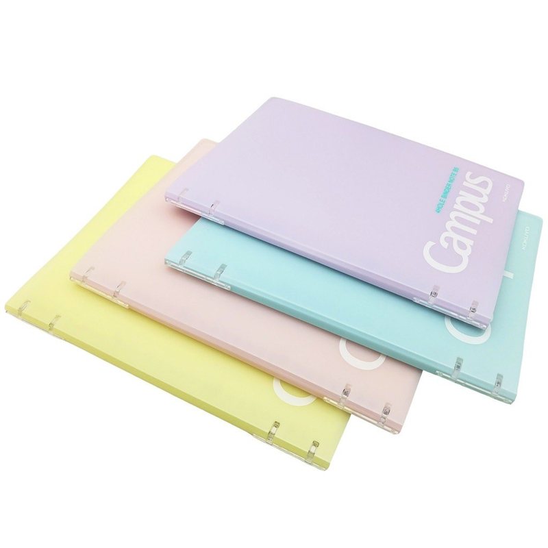Sổ còng nhựa 4 lỗ Campus Kusumi A5/B5 10 tờ kẻ ngang chấm - Sổ bìa còng 4 lỗ A5 CAMPUS Kusumi BN-A5H4KU-MU màu vàng--9656