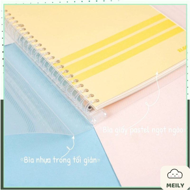 Sổ còng nhựa Klong B5 caro 5x5 40 tờ kèm 5 tab phân trang MS 544