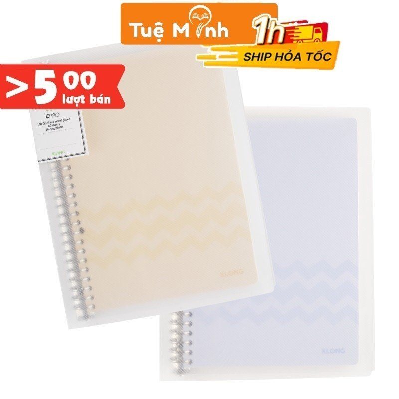 Sổ còng sắt Klong B5 8/26 chấu caro 5x5 binder MS 550 - Sổ caro còng sắt B5 Klong 80 tờ 120/76 MS550-8 chấu [KM]