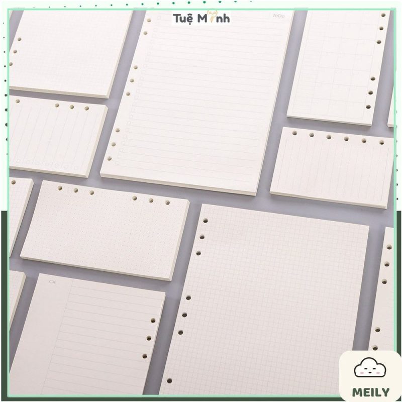 Sổ còng sắt B5 9 chấu ruột refill 90 trang caro, dot grid, kẻ