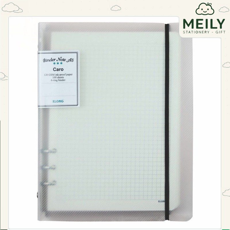 Sổ còng sắt bìa nhựa/da A5 caro 5x5 kèm 100 tờ giấy dày KLong MS994
