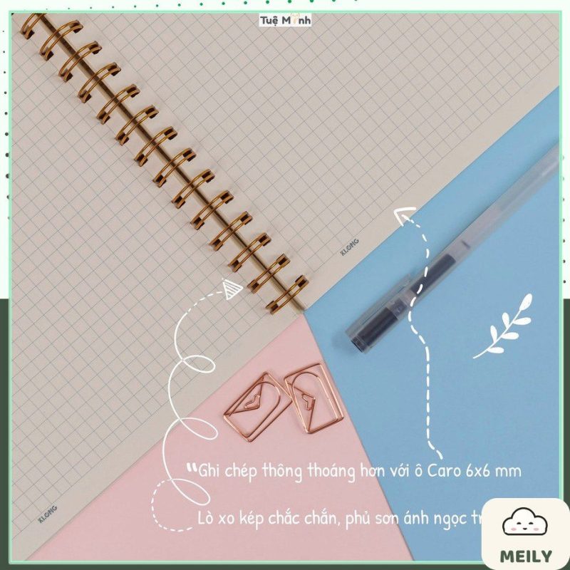 Sổ Dot Grid B5, sổ lò xo, vở may dán gáy Klong cho học sinh