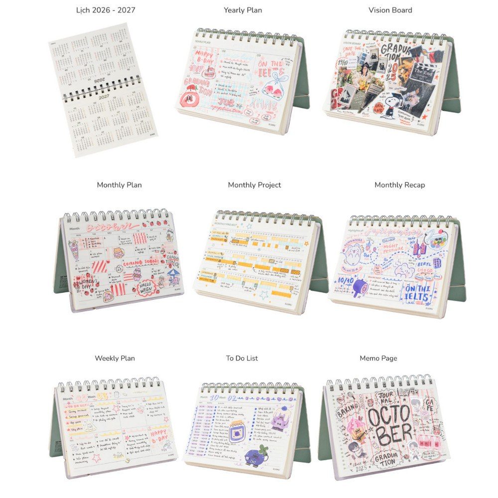 Sổ kế hoạch KLONG Standing Planner B6 160tr MS 945