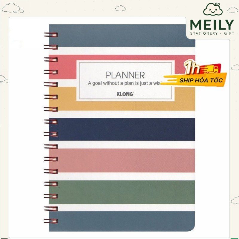 Sổ kế hoạch Planner A5 sọc ngang lò xo kép 200 trang Klong MS945