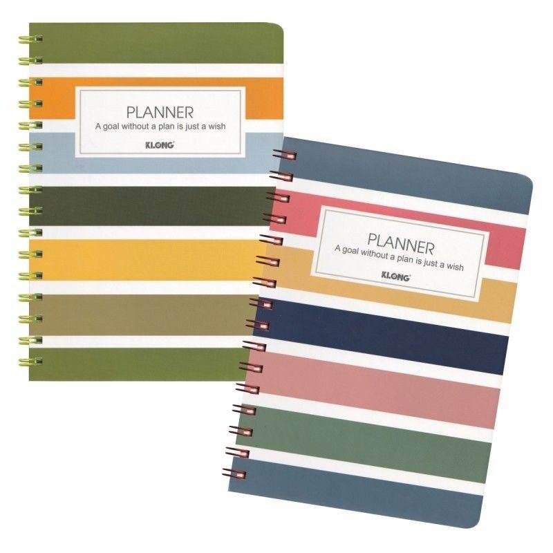 Sổ kế hoạch Planner A5 sọc ngang lò xo kép 200 trang Klong MS945 - Sổ tay lò xo kép sọc ngang Planner A5 Klong-200tr MS945-nhiều màu [KM]-nn