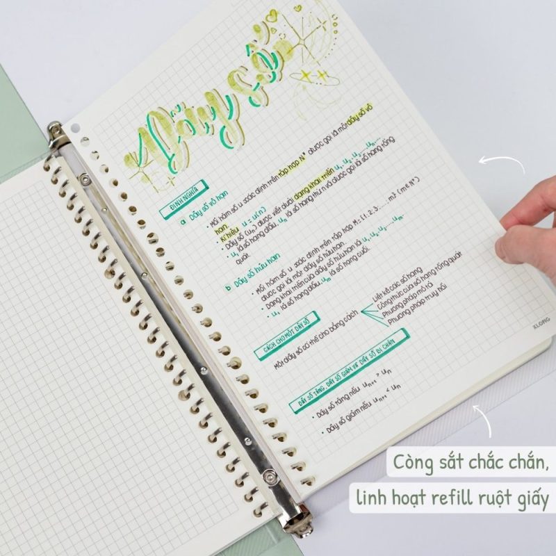 Sổ còng sắt Klong B5, A4 80 tờ dot grid, caro giấy 120gsm