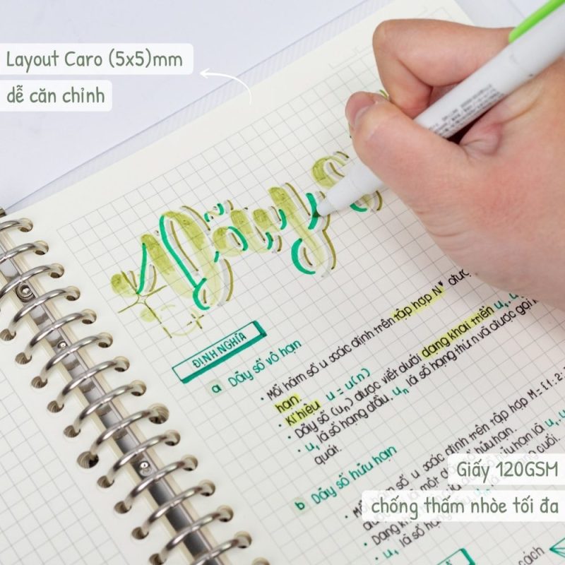 Sổ còng sắt Klong B5, A4 80 tờ dot grid, caro giấy 120gsm