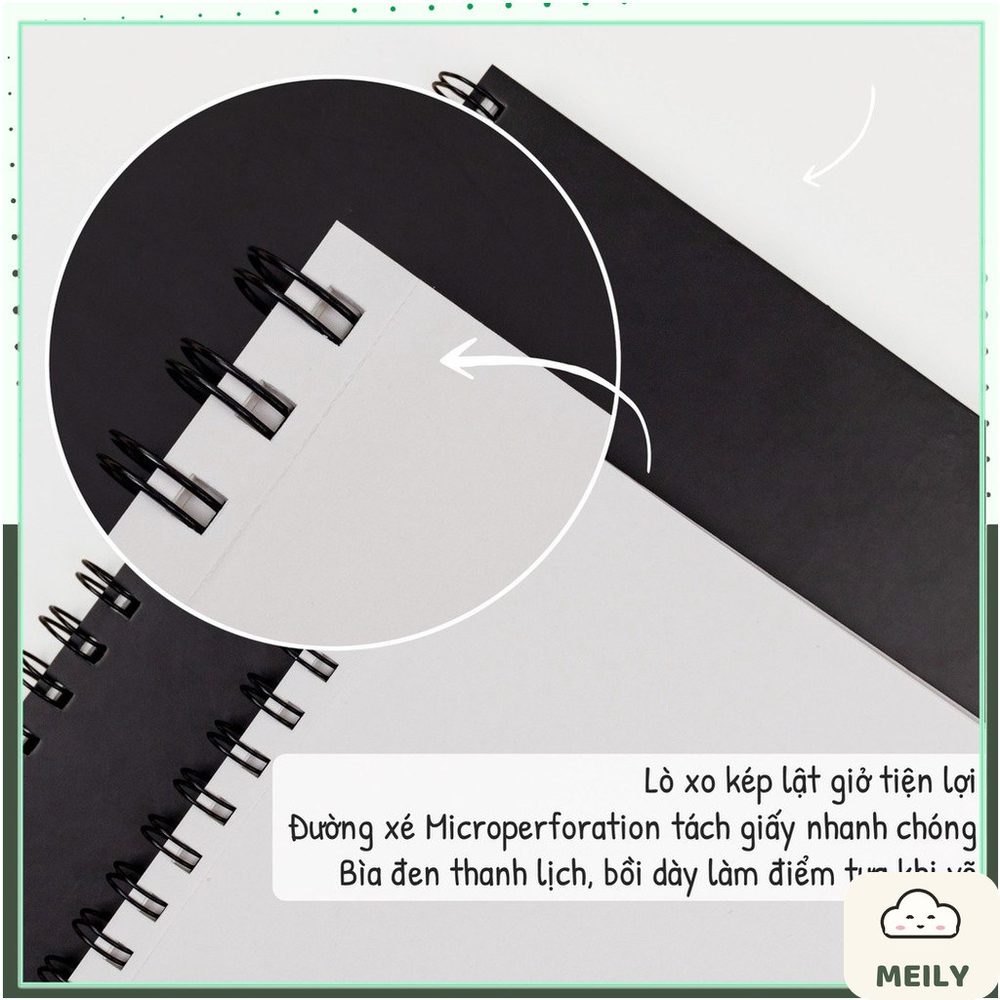 Sổ vẽ lò xo phác thảo 50 tờ giấy trơn Sketch Book A4 150gsm klong MS 764