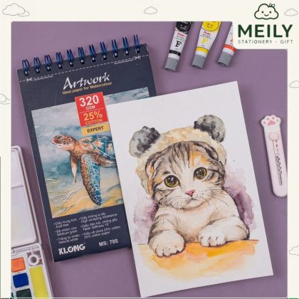 Sổ vẽ màu nước Artwork A5 lò xo bám màu 20 tờ KLong MS 785
