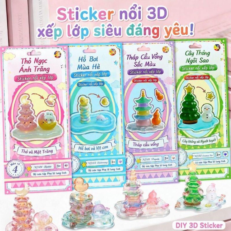 Sticker 3D dán chồng hoạt hình Nhật Bản decor sổ tay điện thoại laptop