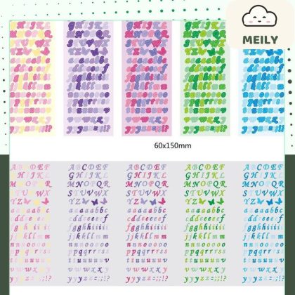Sticker chữ cái alphabet màu ánh lấp lánh STI77